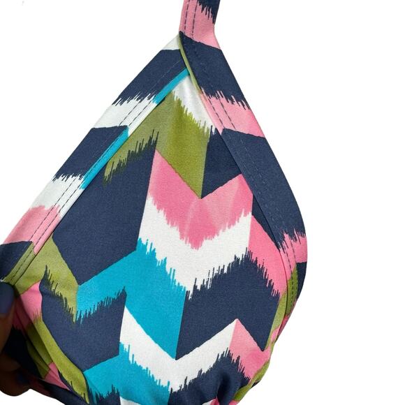 TIBI Colorful Chevron Patterned Halter Swimsuit Top Women's Size Medium - Picture 4 of 5